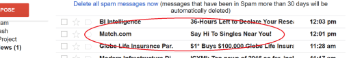 Match.com spam message