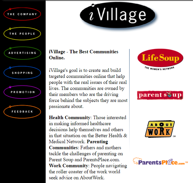 iVillage home page, 1997
